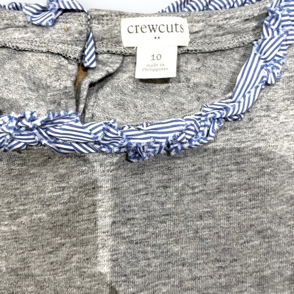Crewcuts‎ Blue Ruffled Collar, Grey 3/4 sleeve Youth Girls Top, EUC Youth 10 - Picture 2 of 7
